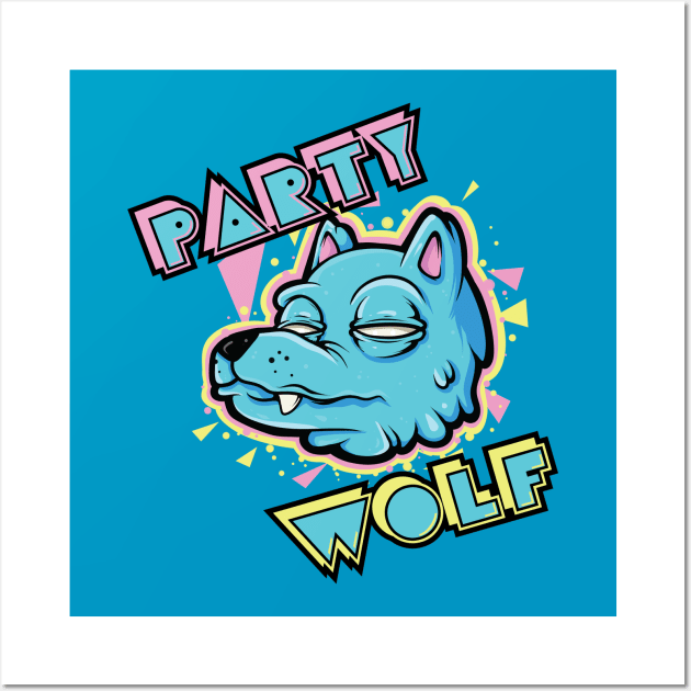 Funny Party Wolf Lover 80's Culture Party Animal Wall Art by SWIFTYSPADE